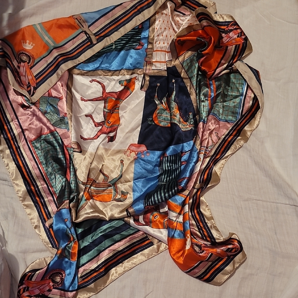 Colorful Silk Scarf with Artistic Design